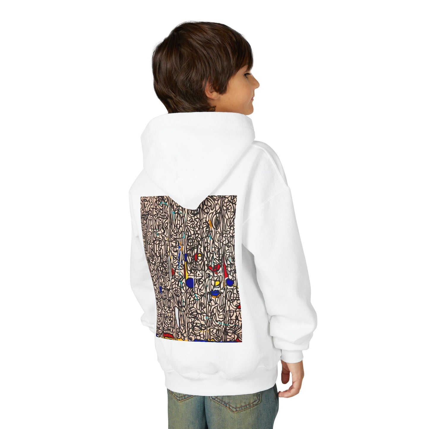 Colorful Abstract Youth Hoodie, Artistic Kids Sweatshirt, Unique Gift for Teens, Trendy Casual Wear, Perfect for Art Lovers, Kids' Fashion