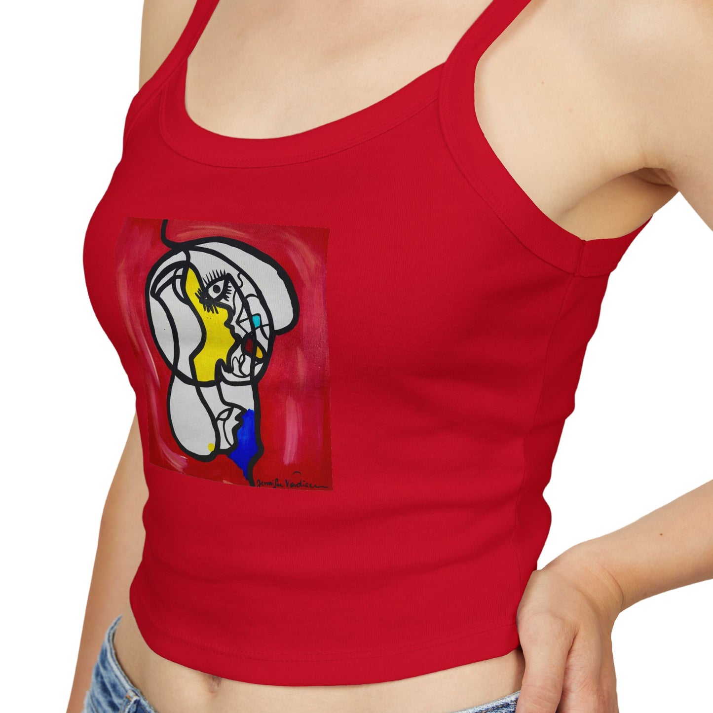 Colorful Art-Inspired Women's Spaghetti Strap Tank Top, Summer Fashion, Festival Wear, Perfect for Casual Outings, Gift for Art [...]