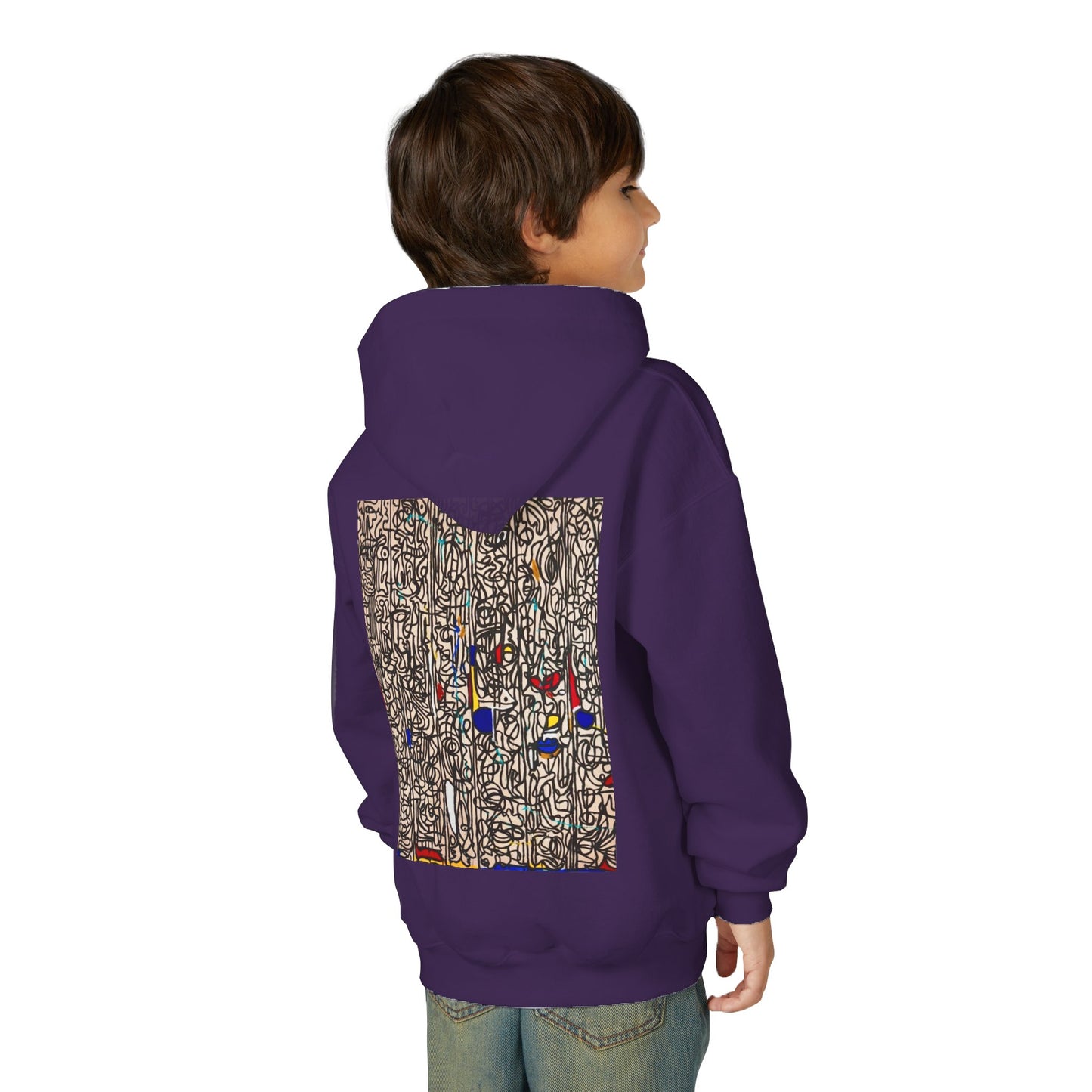 Colorful Abstract Youth Hoodie, Artistic Kids Sweatshirt, Unique Gift for Teens, Trendy Casual Wear, Perfect for Art Lovers, Kids' Fashion