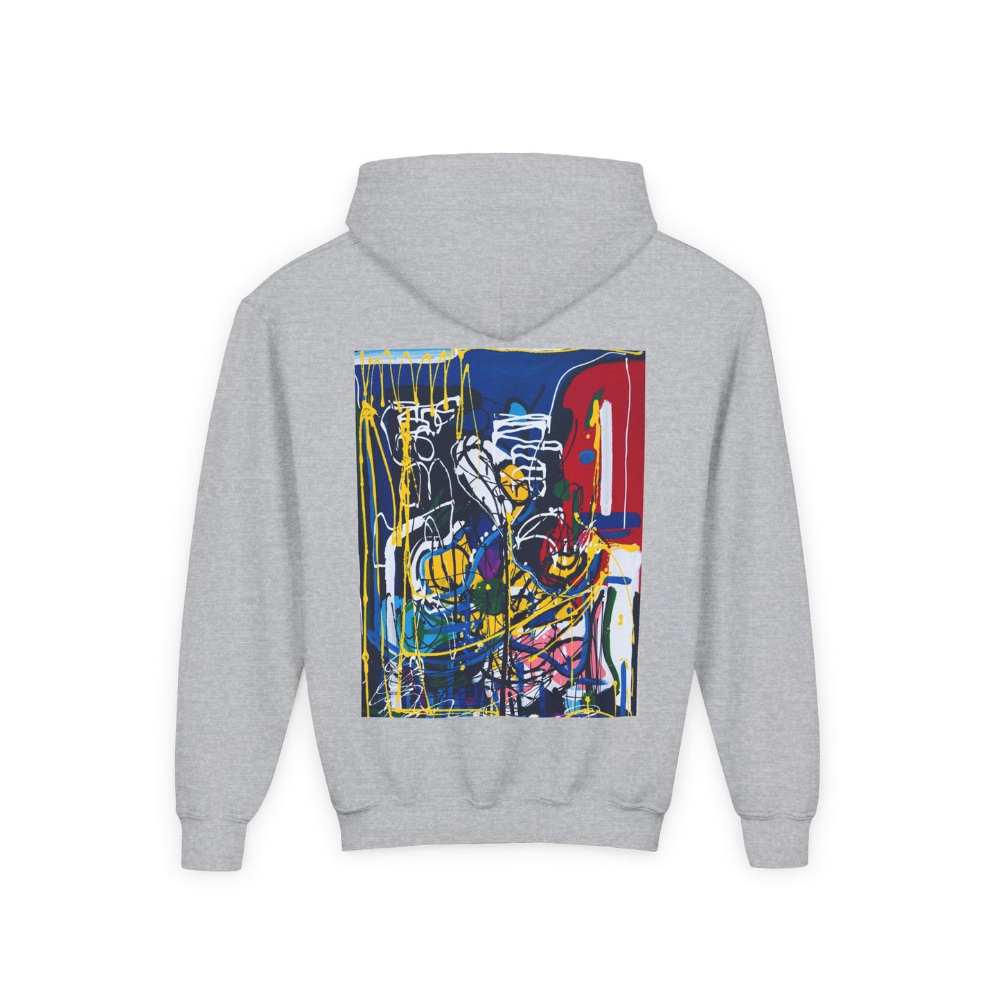 Colorful Youth Hoodie with Artistic Print, Youth Sweatshirt, Trendy Hoodie for Kids, Stylish Hooded Sweatshirt, Gift for Young Artists