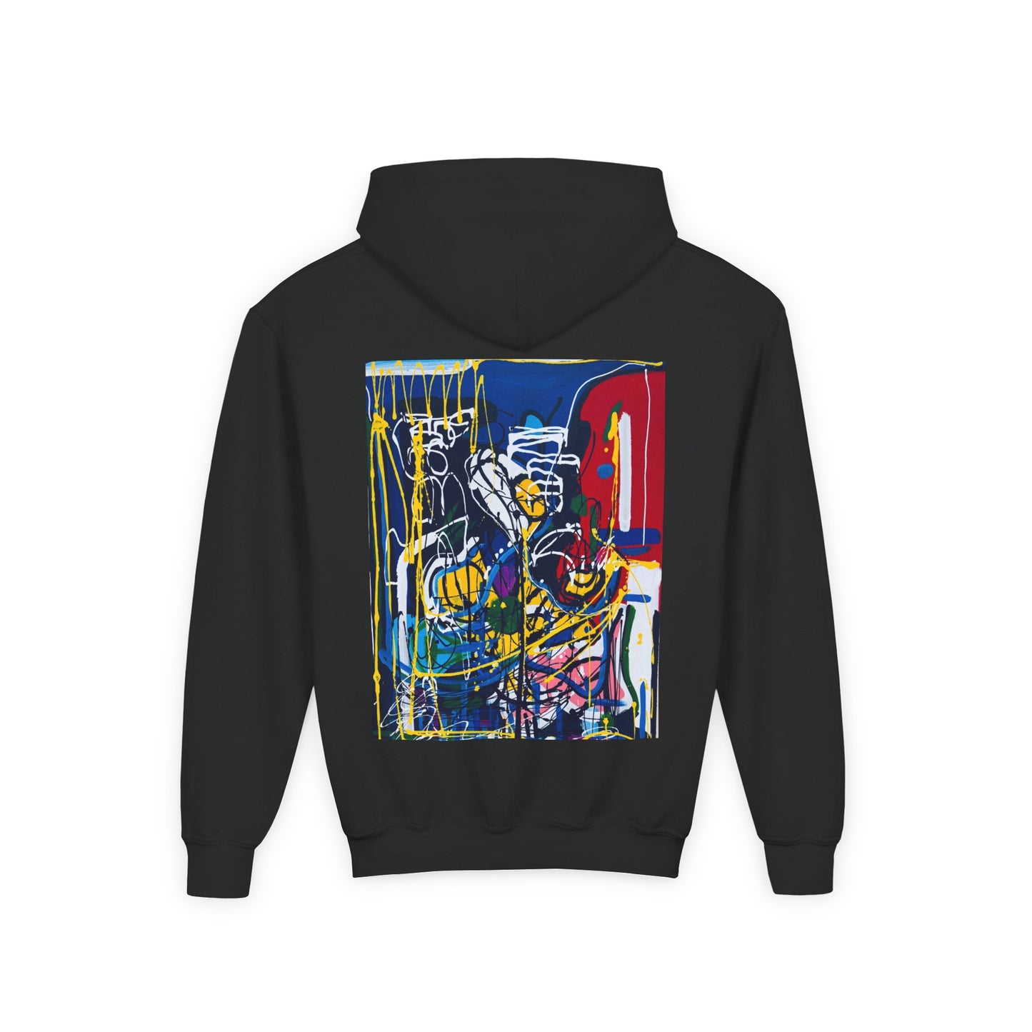 Colorful Youth Hoodie with Artistic Print, Youth Sweatshirt, Trendy Hoodie for Kids, Stylish Hooded Sweatshirt, Gift for Young Artists