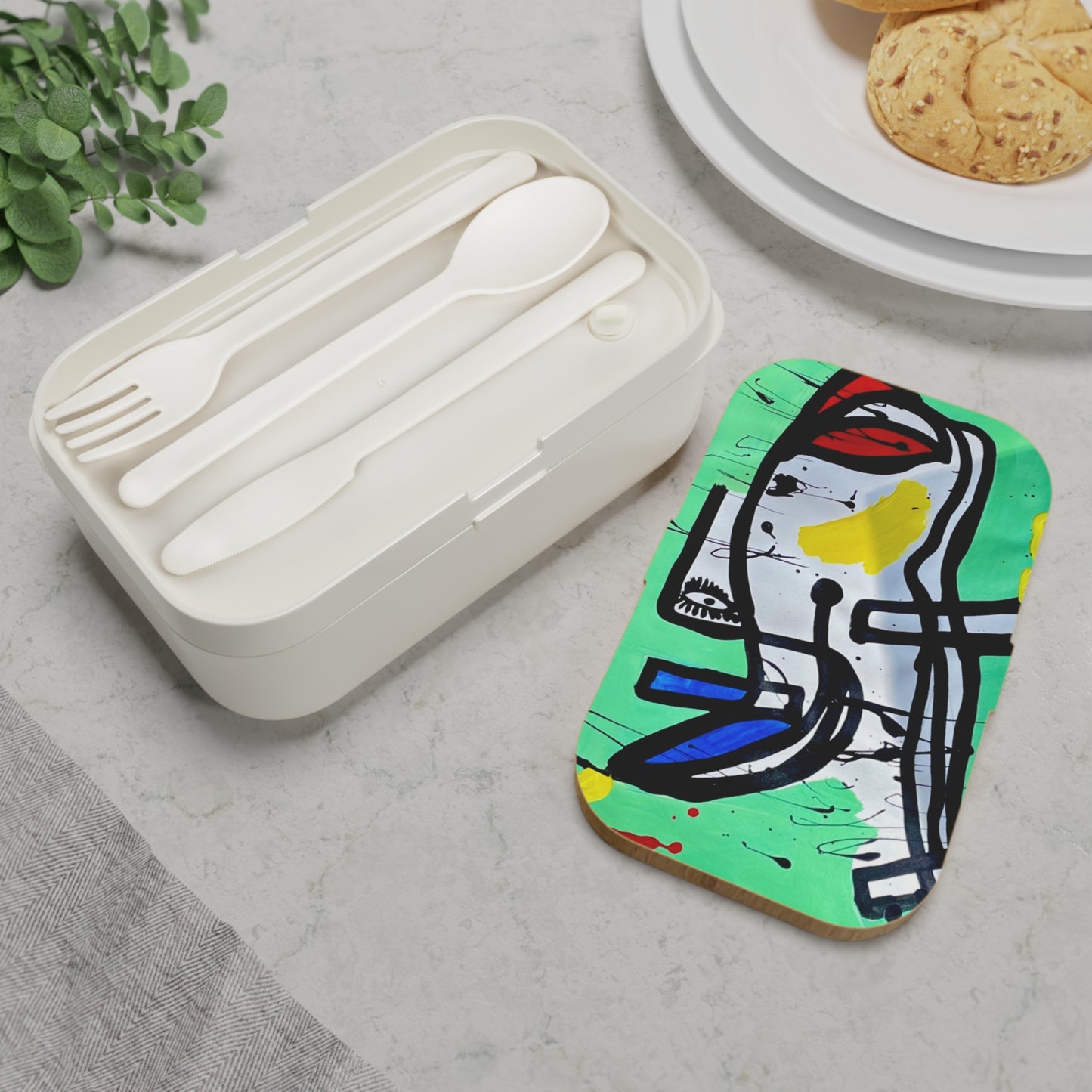 Colorful Artistic Bento Lunch Box, Eco-Friendly Meal Container, Perfect for School, Work, Picnics, and Gifts