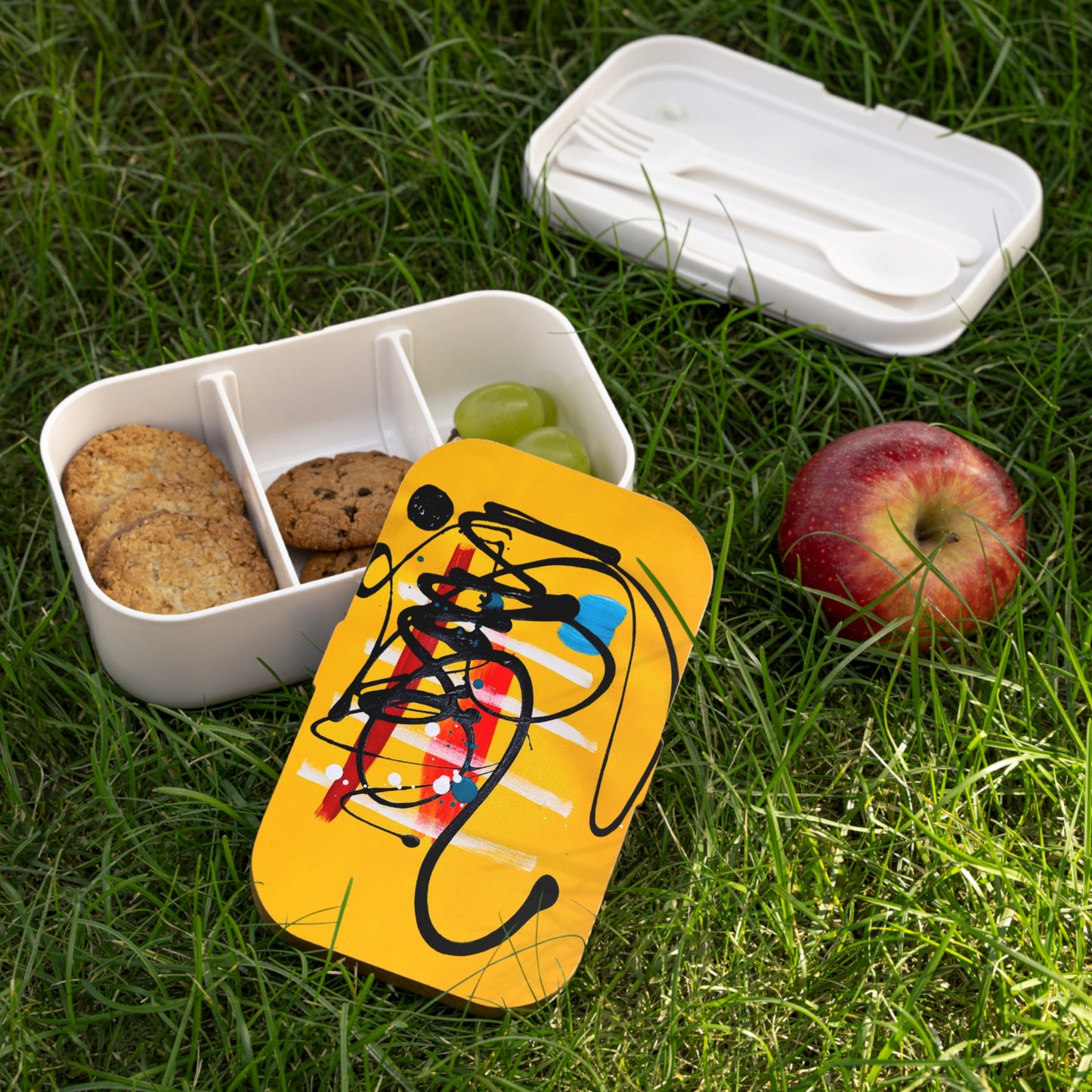 Vibrant Bento Lunch Box - Artistic Food Container for Kids, Adults, Back to School, Picnics, Bento Meal Prep