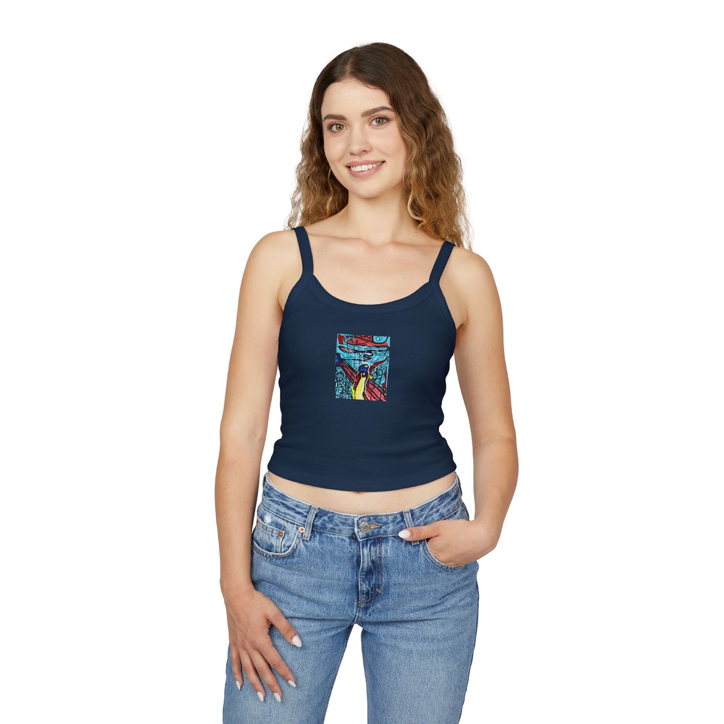 Colorful Art-Inspired Women's Spaghetti Strap Tank Top, Summer Fashion, Festival Wear, Perfect for Casual Outings, Gift for Art [...]