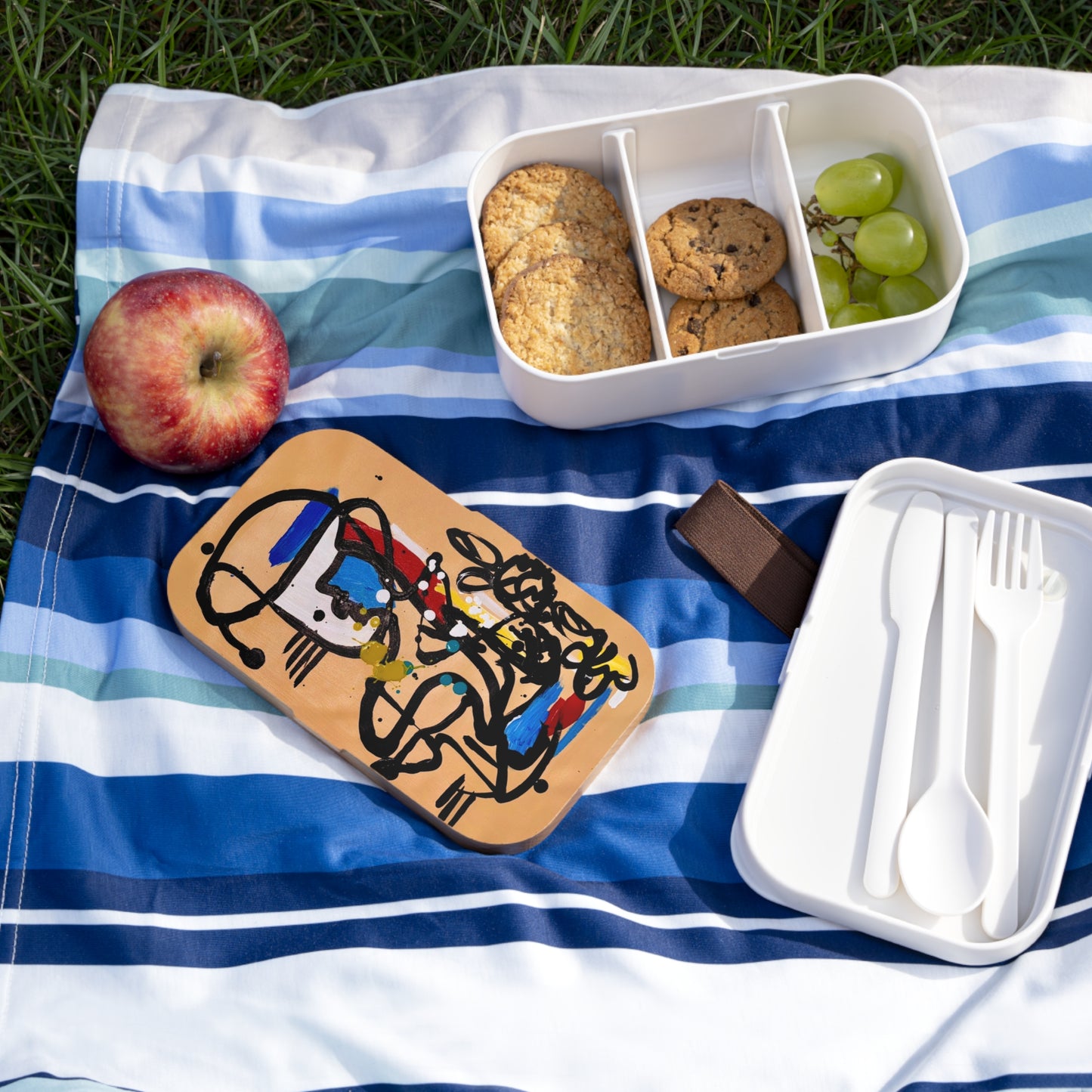 Colorful Bento Lunch Box, Artistic Meal Container, Functional Food Organizer, Unique Gift for Food Lovers, Eco-Friendly Lunchware