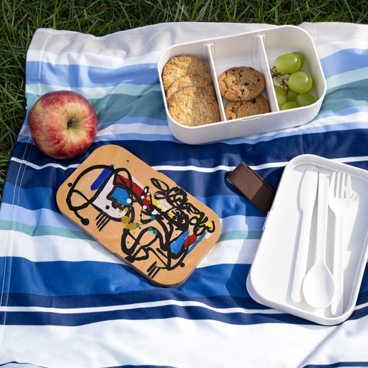 Colorful Bento Lunch Box, Artistic Meal Container, Functional Food Organizer, Unique Gift for Food Lovers, Eco-Friendly Lunchware