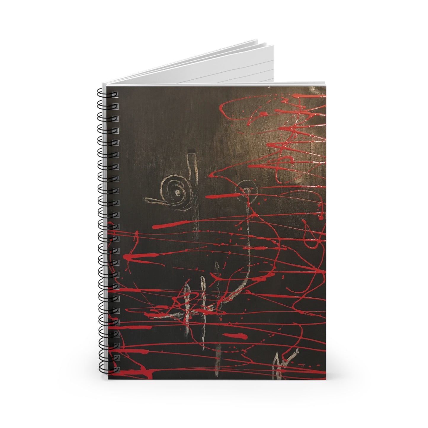 Artistic Ruled Notebook - Creative Journal for Artists, Gift for Writers, School Supplies, Black and Red Design