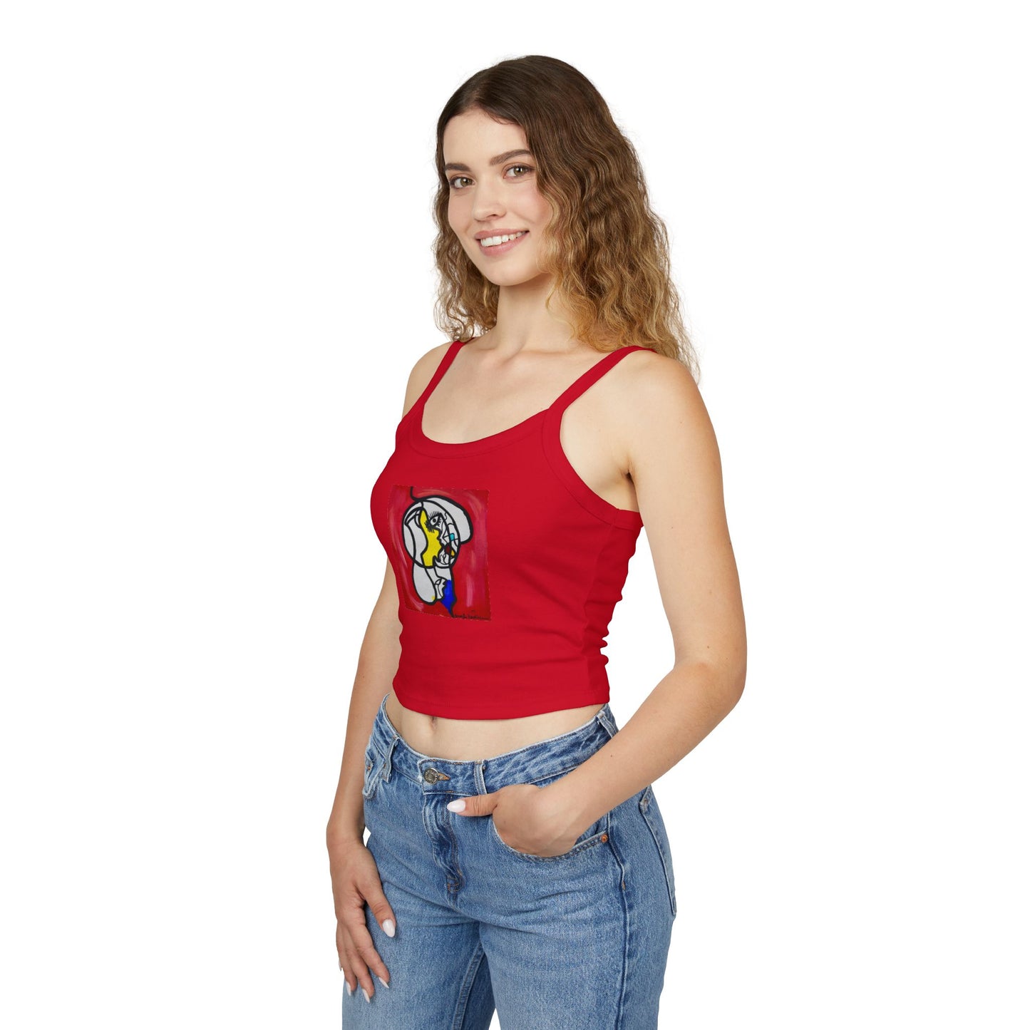Colorful Art-Inspired Women's Spaghetti Strap Tank Top, Summer Fashion, Festival Wear, Perfect for Casual Outings, Gift for Art [...]