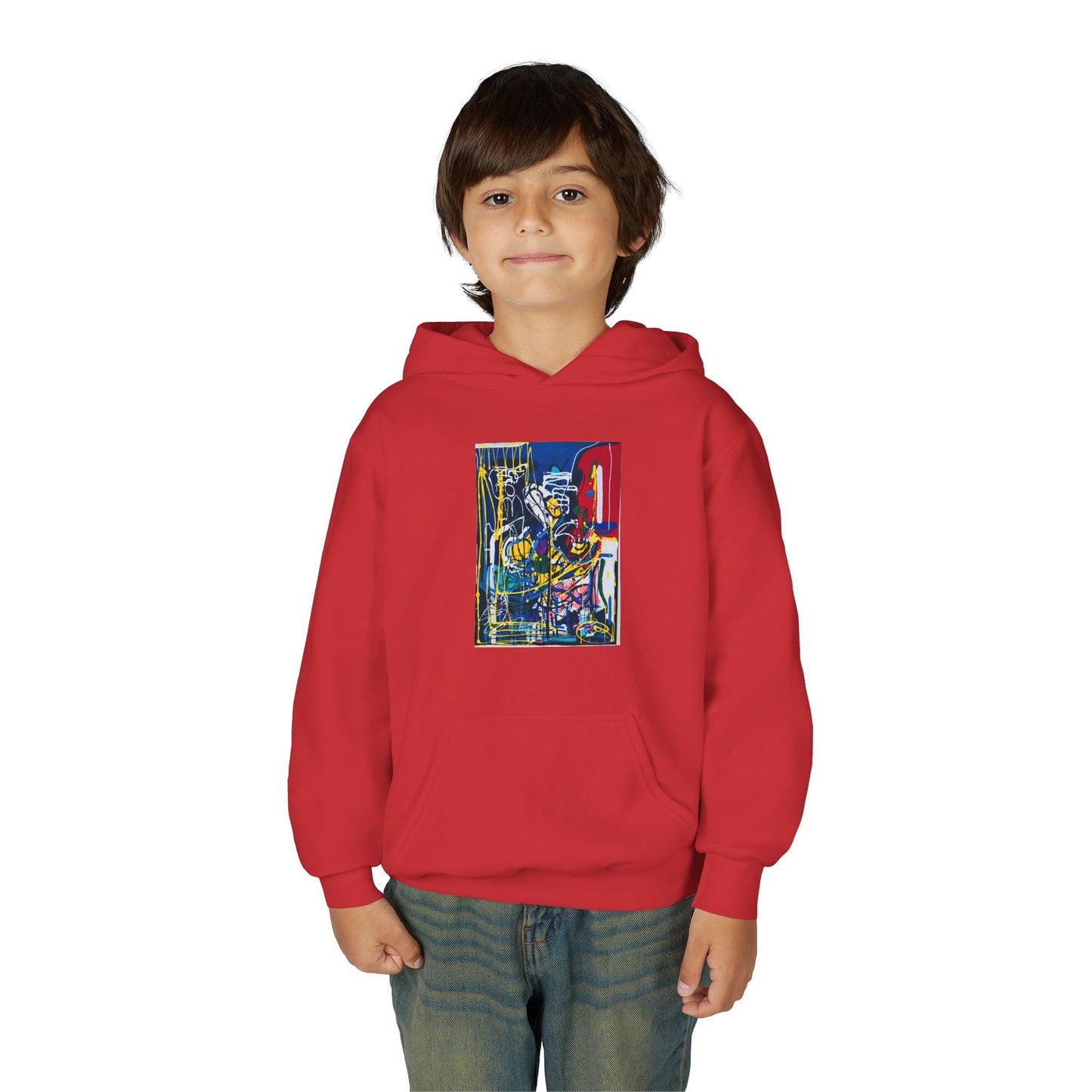 Colorful Youth Hoodie with Artistic Print, Youth Sweatshirt, Trendy Hoodie for Kids, Stylish Hooded Sweatshirt, Gift for Young Artists