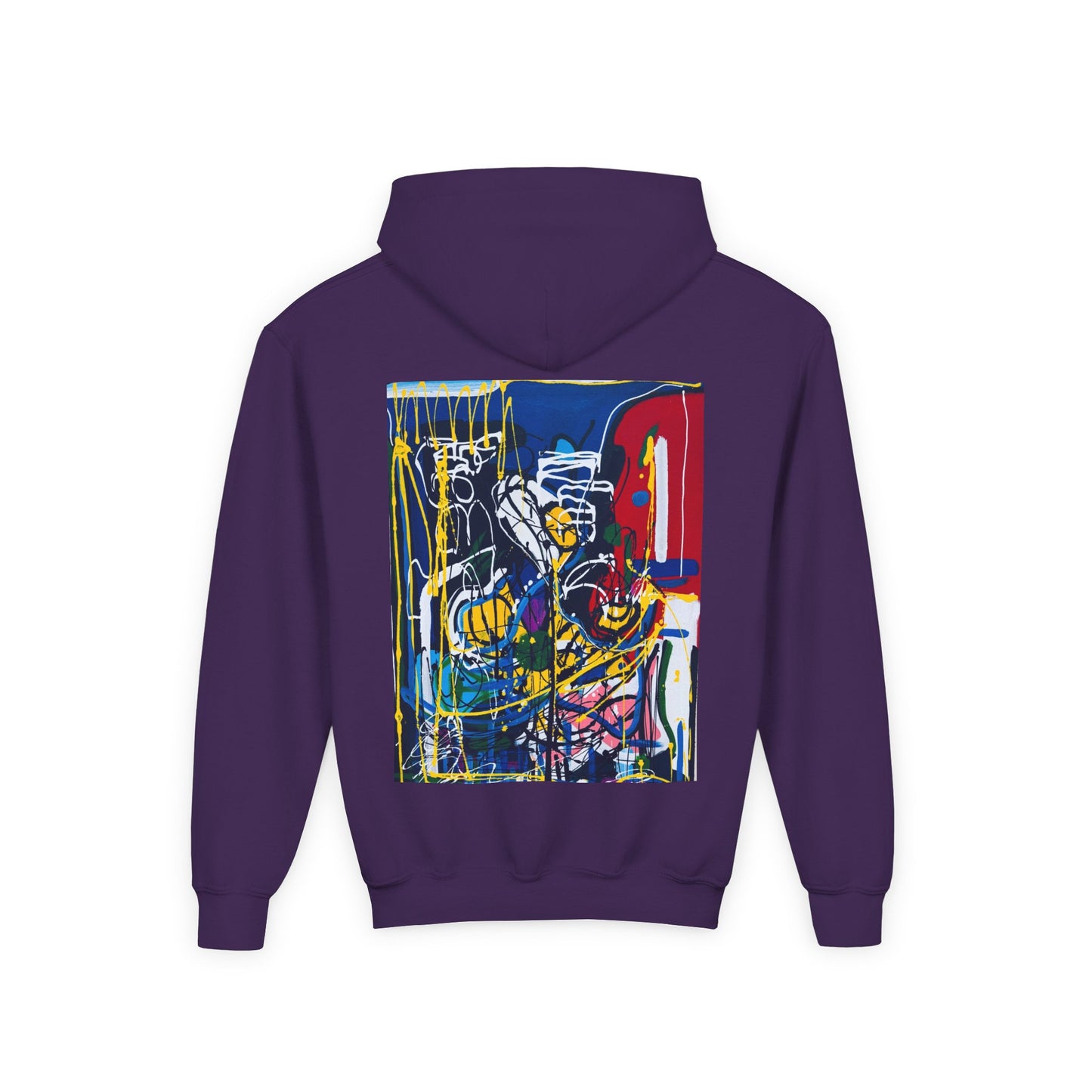 Colorful Youth Hoodie with Artistic Print, Youth Sweatshirt, Trendy Hoodie for Kids, Stylish Hooded Sweatshirt, Gift for Young Artists