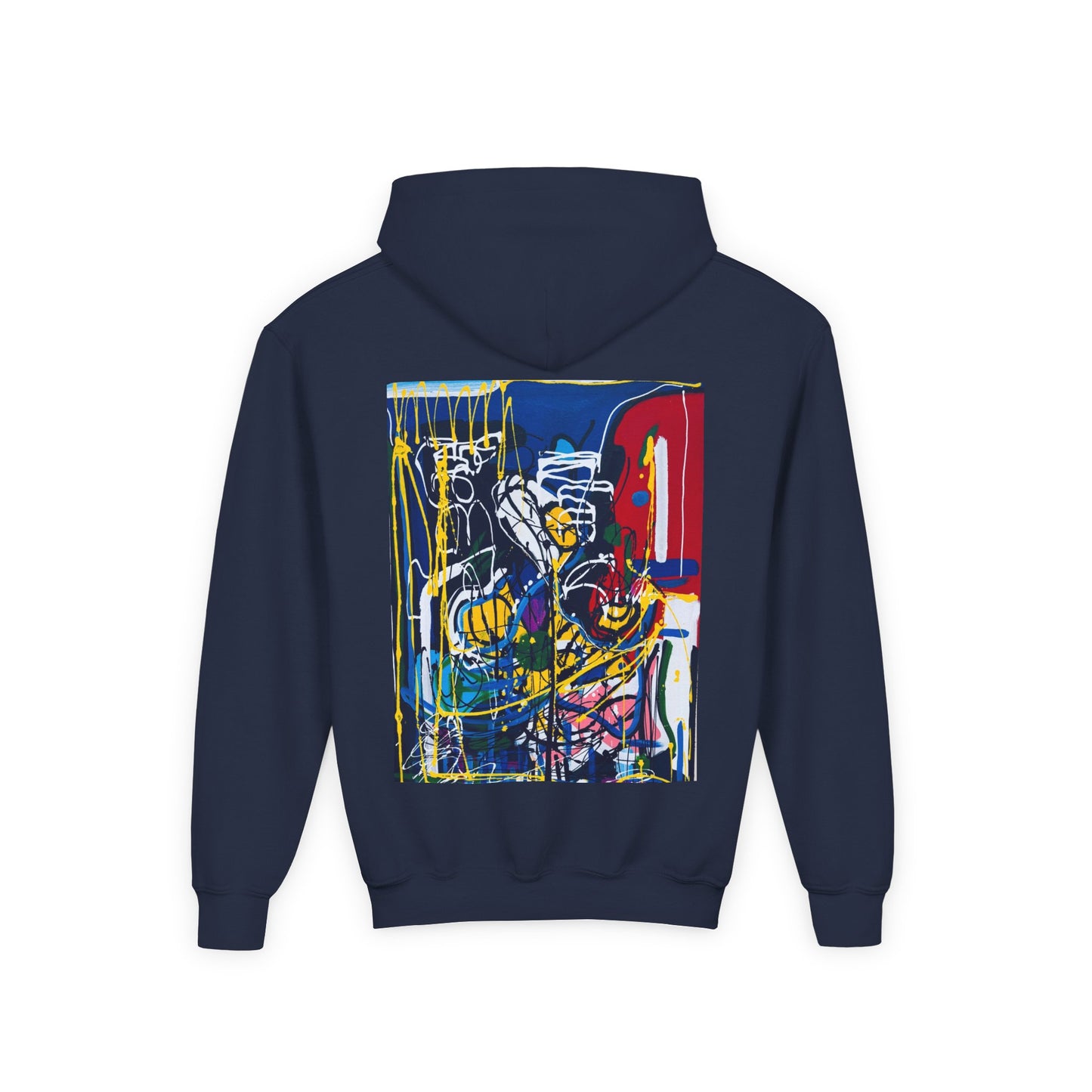 Colorful Youth Hoodie with Artistic Print, Youth Sweatshirt, Trendy Hoodie for Kids, Stylish Hooded Sweatshirt, Gift for Young Artists