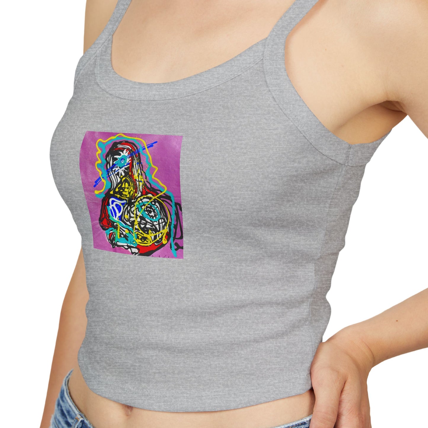 Colorful Art-Inspired Women's Spaghetti Strap Tank Top, Summer Fashion, Festival Wear, Perfect for Casual Outings, Gift for Art [...]
