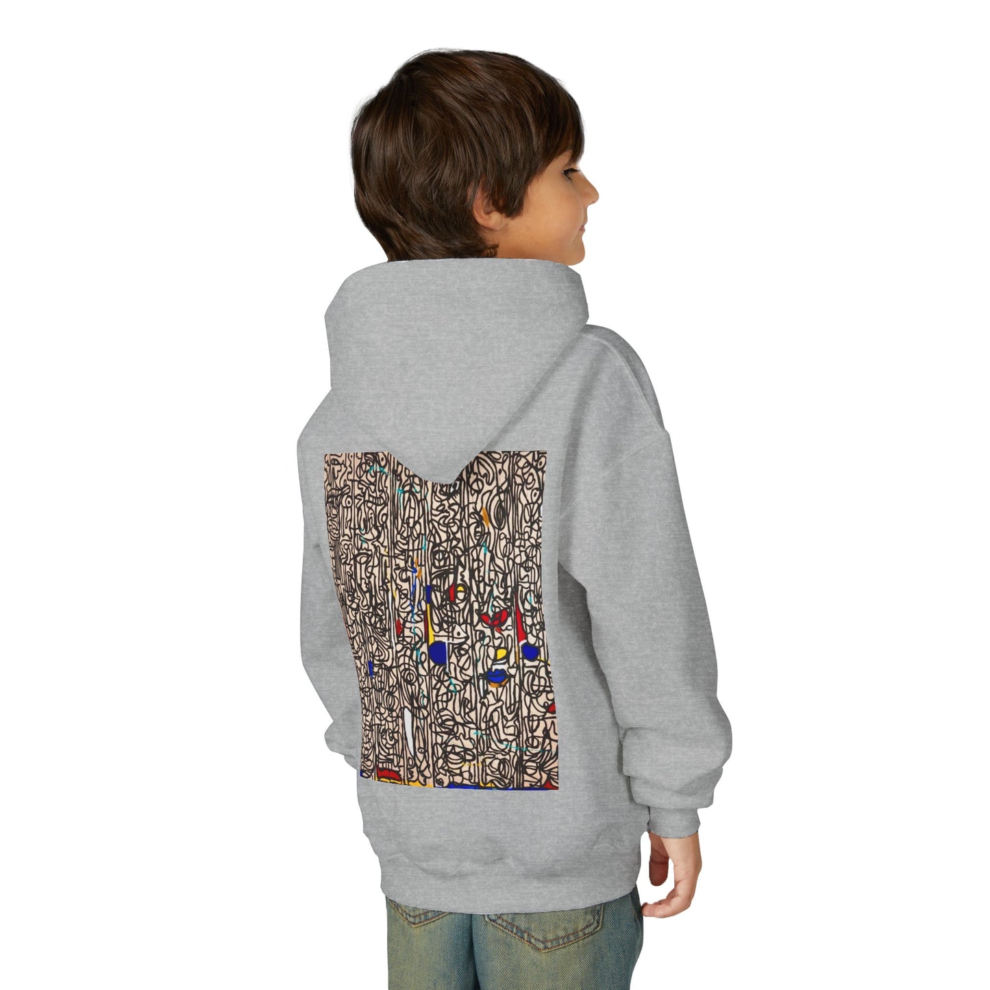 Colorful Abstract Youth Hoodie, Artistic Kids Sweatshirt, Unique Gift for Teens, Trendy Casual Wear, Perfect for Art Lovers, Kids' Fashion