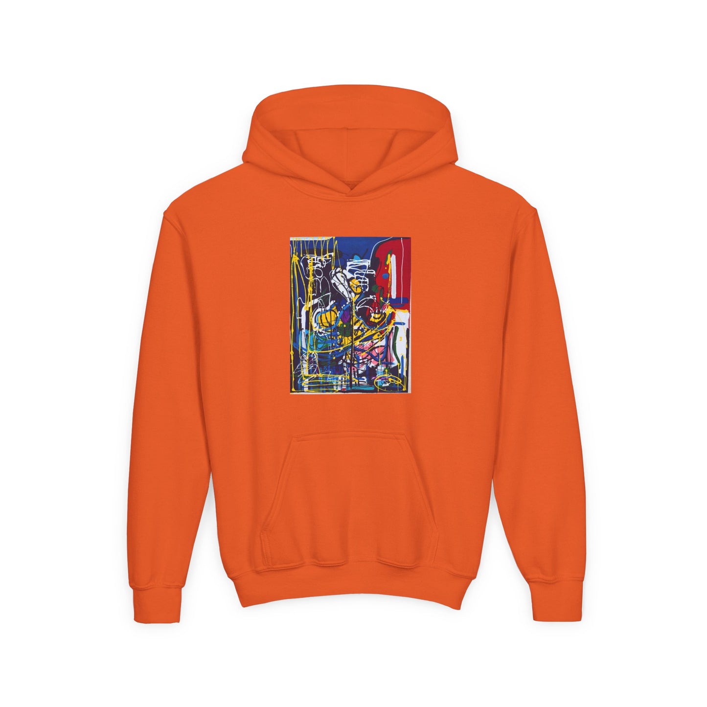Colorful Youth Hoodie with Artistic Print, Youth Sweatshirt, Trendy Hoodie for Kids, Stylish Hooded Sweatshirt, Gift for Young Artists