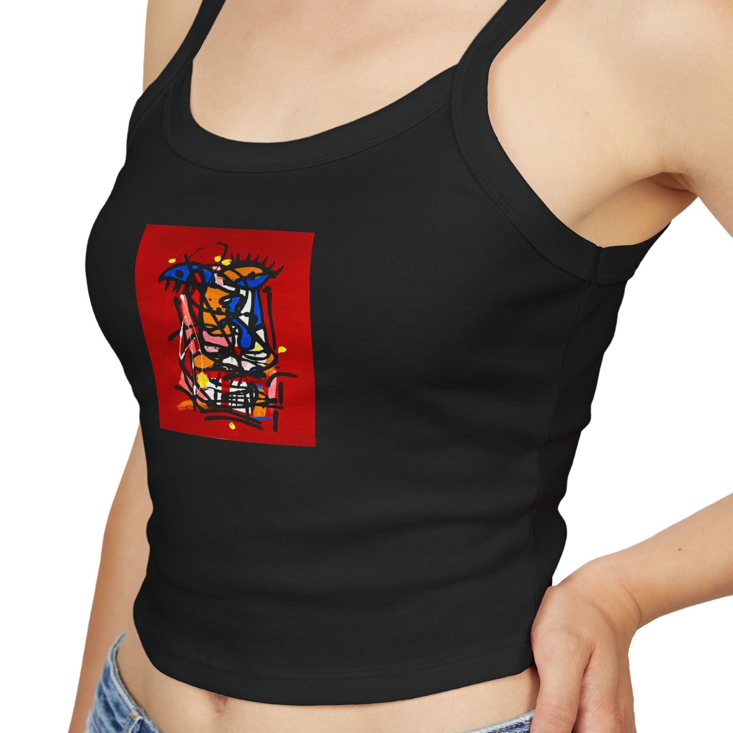Colorful Art-Inspired Women's Spaghetti Strap Tank Top, Summer Fashion, Festival Wear, Perfect for Casual Outings, Gift for Art [...]
