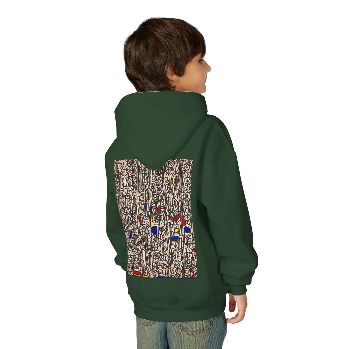 Colorful Abstract Youth Hoodie, Artistic Kids Sweatshirt, Unique Gift for Teens, Trendy Casual Wear, Perfect for Art Lovers, Kids' Fashion