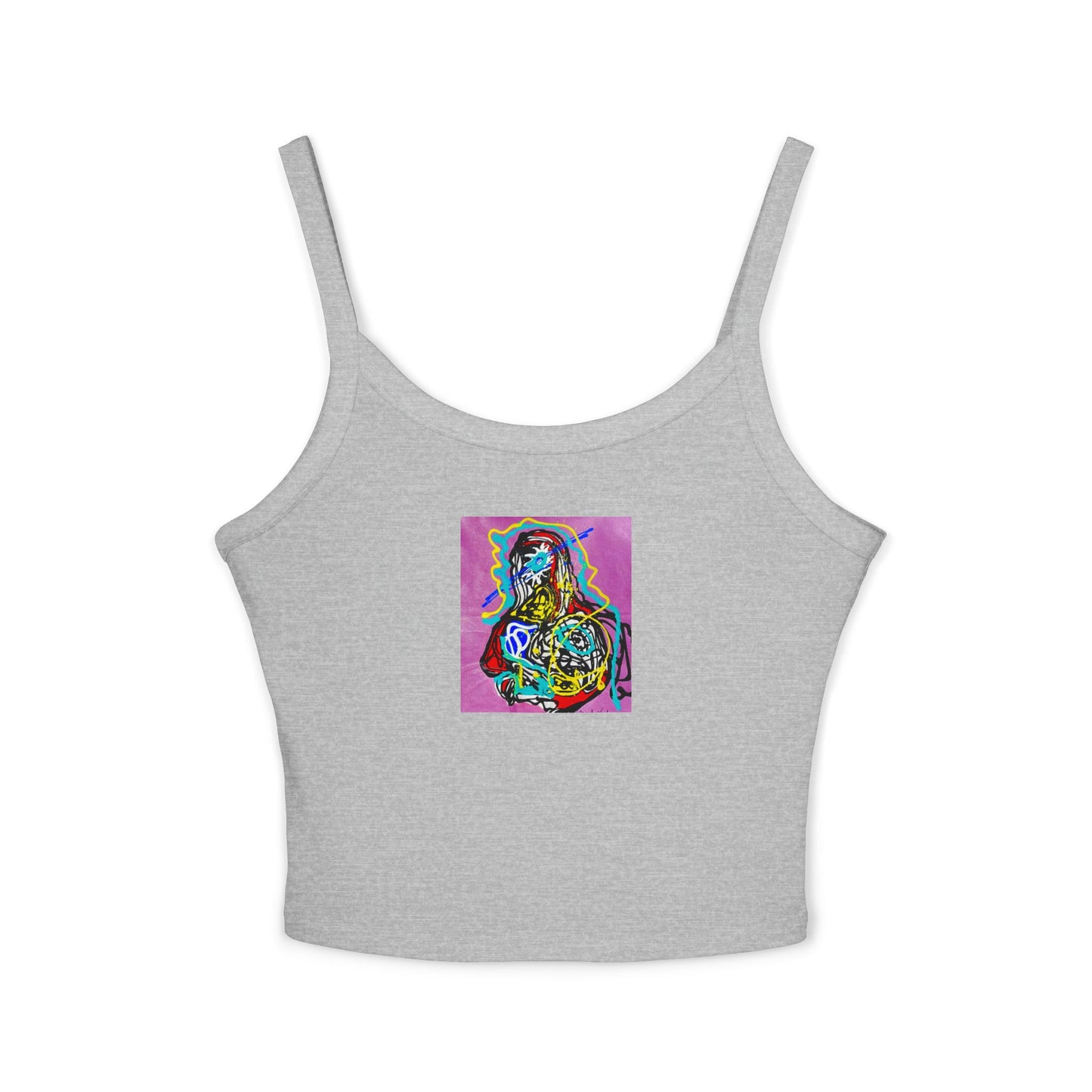 Colorful Art-Inspired Women's Spaghetti Strap Tank Top, Summer Fashion, Festival Wear, Perfect for Casual Outings, Gift for Art [...]