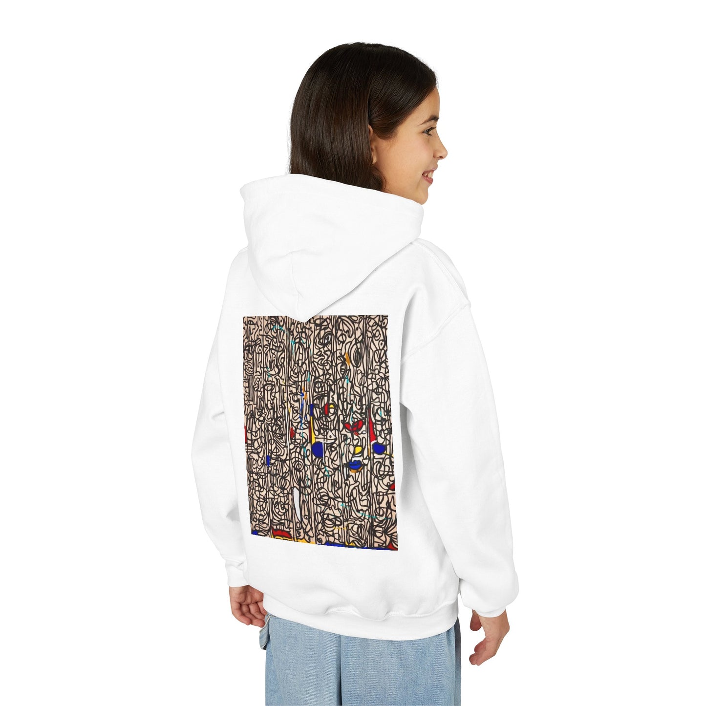 Colorful Abstract Youth Hoodie, Artistic Kids Sweatshirt, Unique Gift for Teens, Trendy Casual Wear, Perfect for Art Lovers, Kids' Fashion