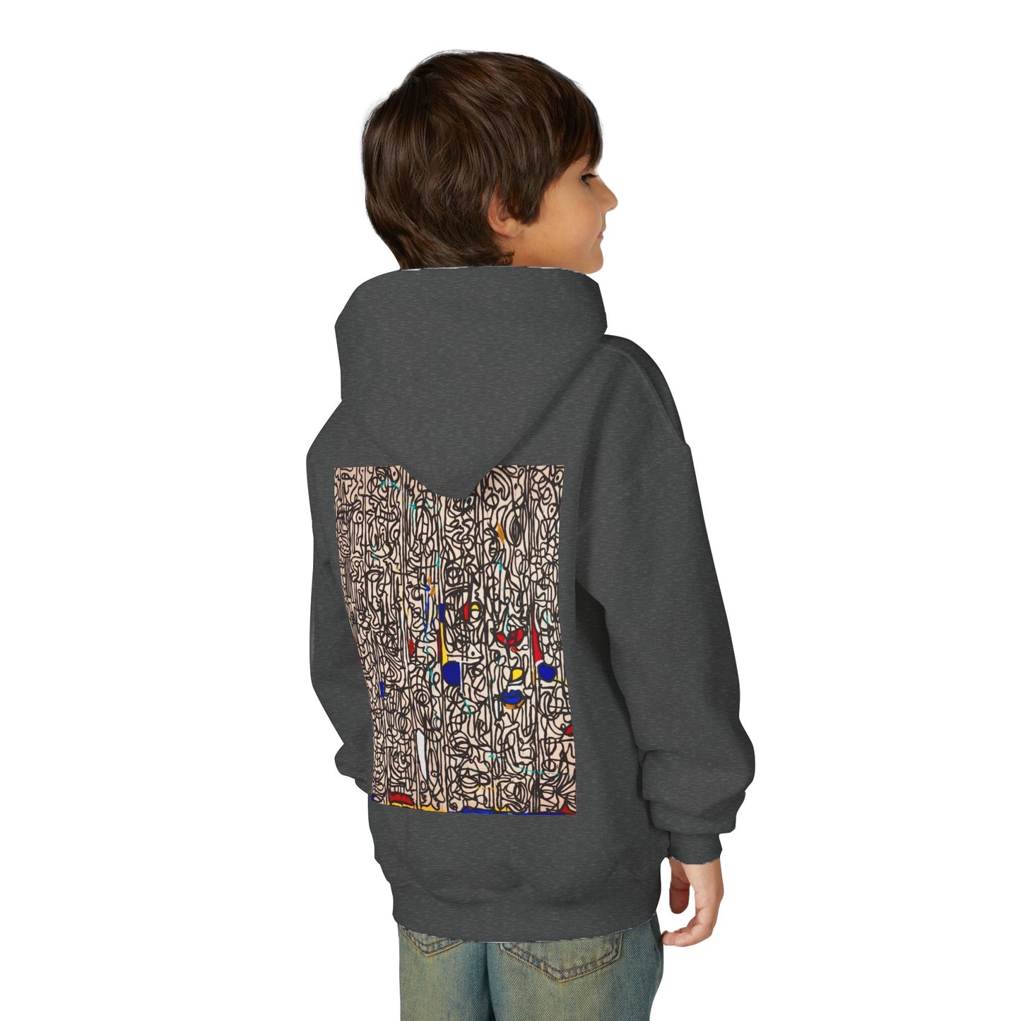 Colorful Abstract Youth Hoodie, Artistic Kids Sweatshirt, Unique Gift for Teens, Trendy Casual Wear, Perfect for Art Lovers, Kids' Fashion
