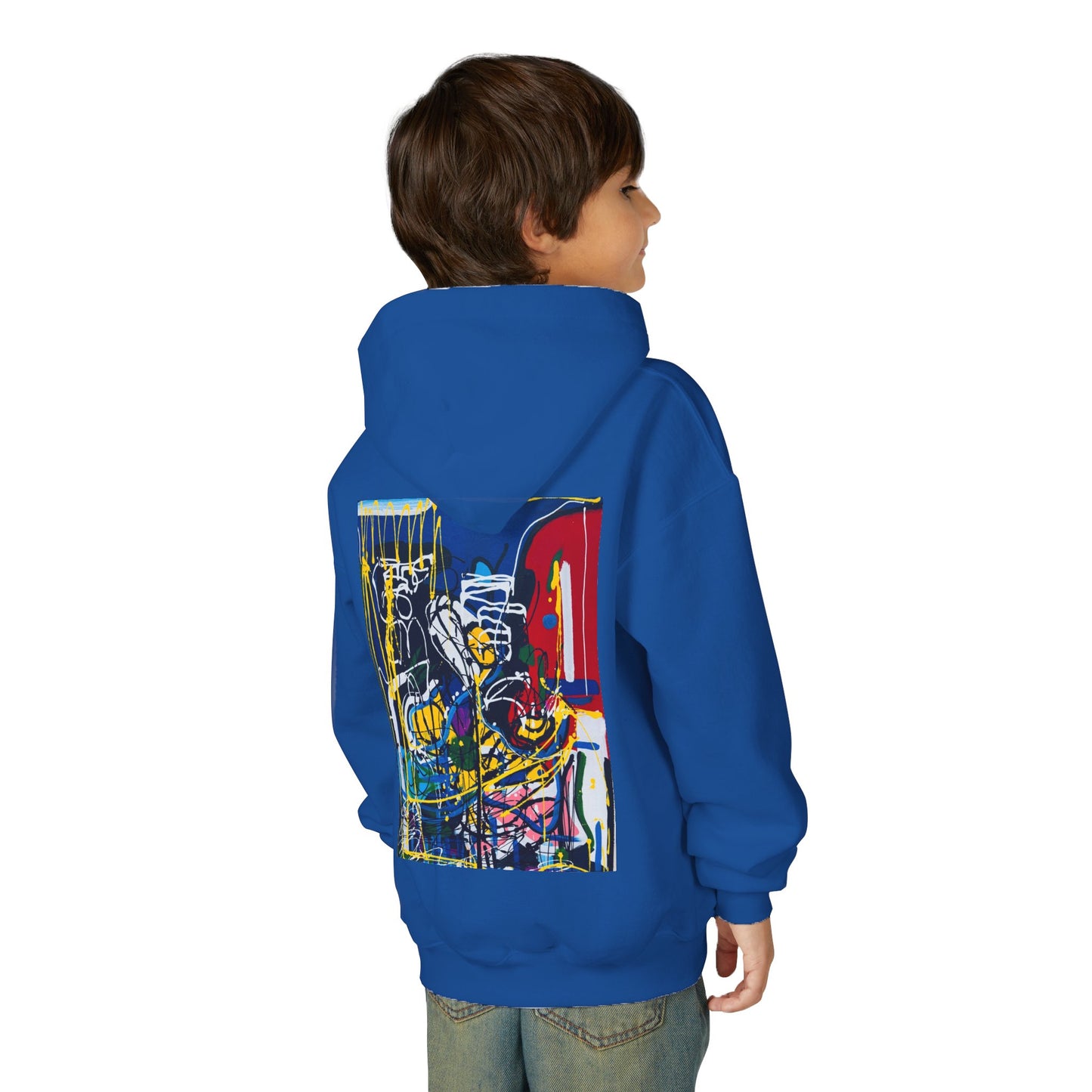 Colorful Youth Hoodie with Artistic Print, Youth Sweatshirt, Trendy Hoodie for Kids, Stylish Hooded Sweatshirt, Gift for Young Artists