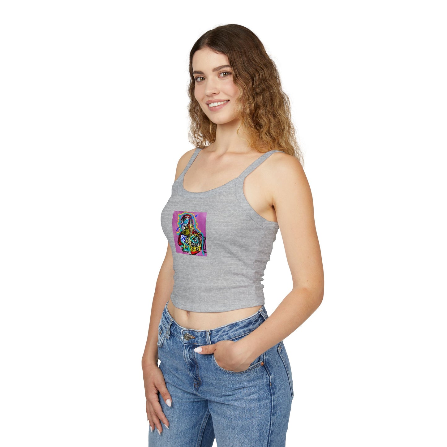 Colorful Art-Inspired Women's Spaghetti Strap Tank Top, Summer Fashion, Festival Wear, Perfect for Casual Outings, Gift for Art [...]