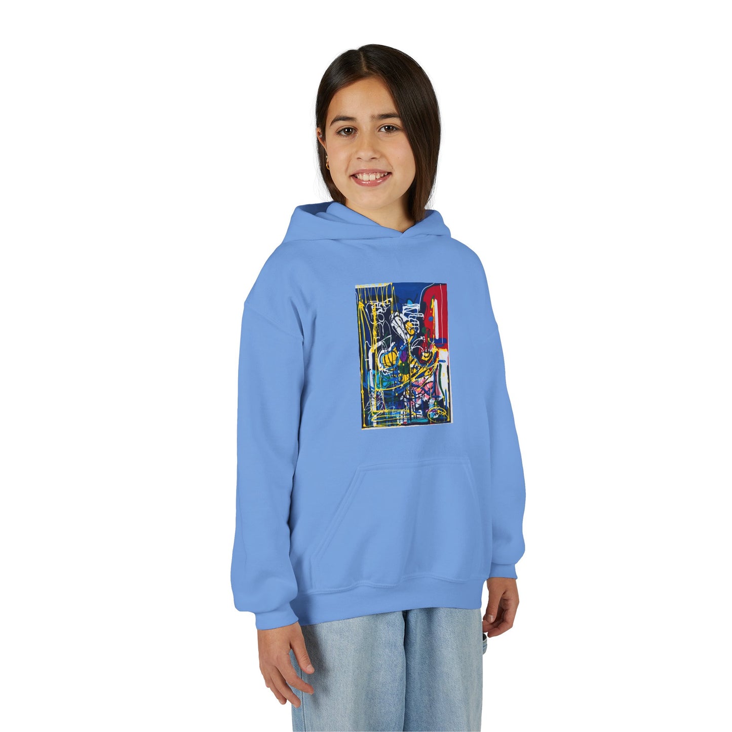 Colorful Youth Hoodie with Artistic Print, Youth Sweatshirt, Trendy Hoodie for Kids, Stylish Hooded Sweatshirt, Gift for Young Artists