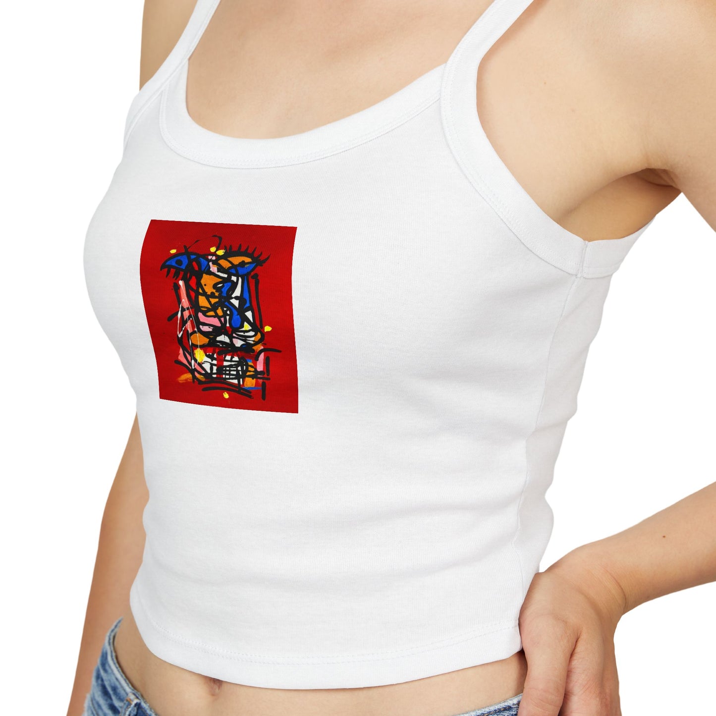 Colorful Art-Inspired Women's Spaghetti Strap Tank Top, Summer Fashion, Festival Wear, Perfect for Casual Outings, Gift for Art [...]