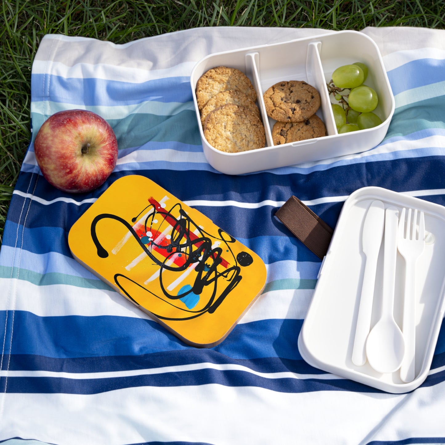 Vibrant Bento Lunch Box - Artistic Food Container for Kids, Adults, Back to School, Picnics, Bento Meal Prep