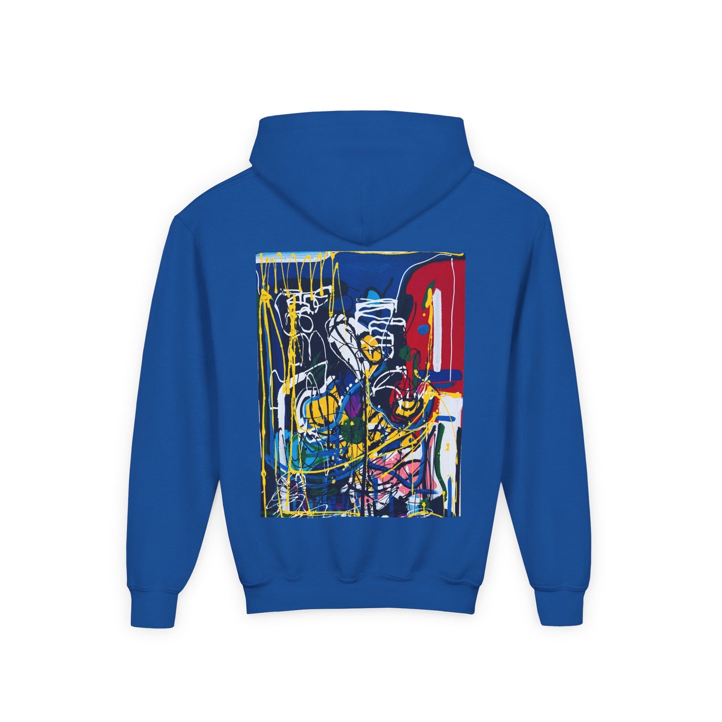 Colorful Youth Hoodie with Artistic Print, Youth Sweatshirt, Trendy Hoodie for Kids, Stylish Hooded Sweatshirt, Gift for Young Artists